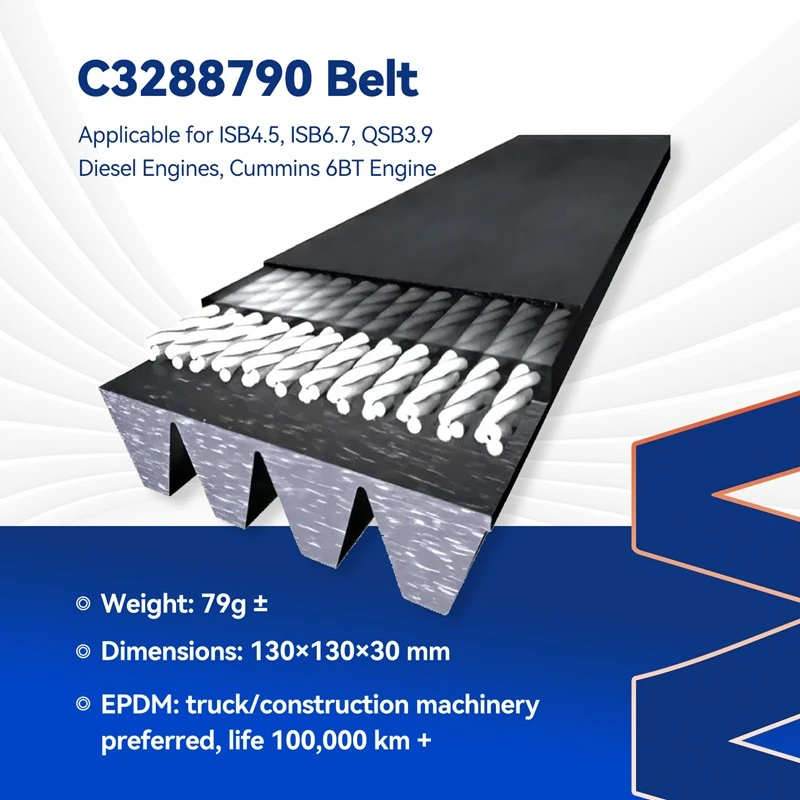 حزام Cummins V المضلع رقم 3288790 متوافق مع محرك Cummins 4B3.9-G1