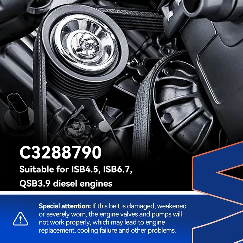حزام Cummins V المضلع رقم 3288790 متوافق مع محرك Cummins 4B3.9-G1