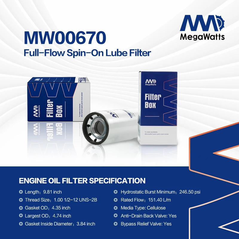 فلتر زيت التشحيم LF670 Fleetguard MW00670 كامل التدفق قابل للتركيب باللف، بديل لفلتر Baldwin B95، وDonaldson P550671، وLuber Finer LFP670، وWix 51970
